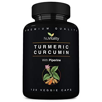 NuVitality Tumeric Supplement With Black Pepper Bottle